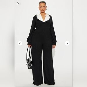 Fashion Nova Womens Sweater Long Sleeve V-Neck Jumpsuit 3X